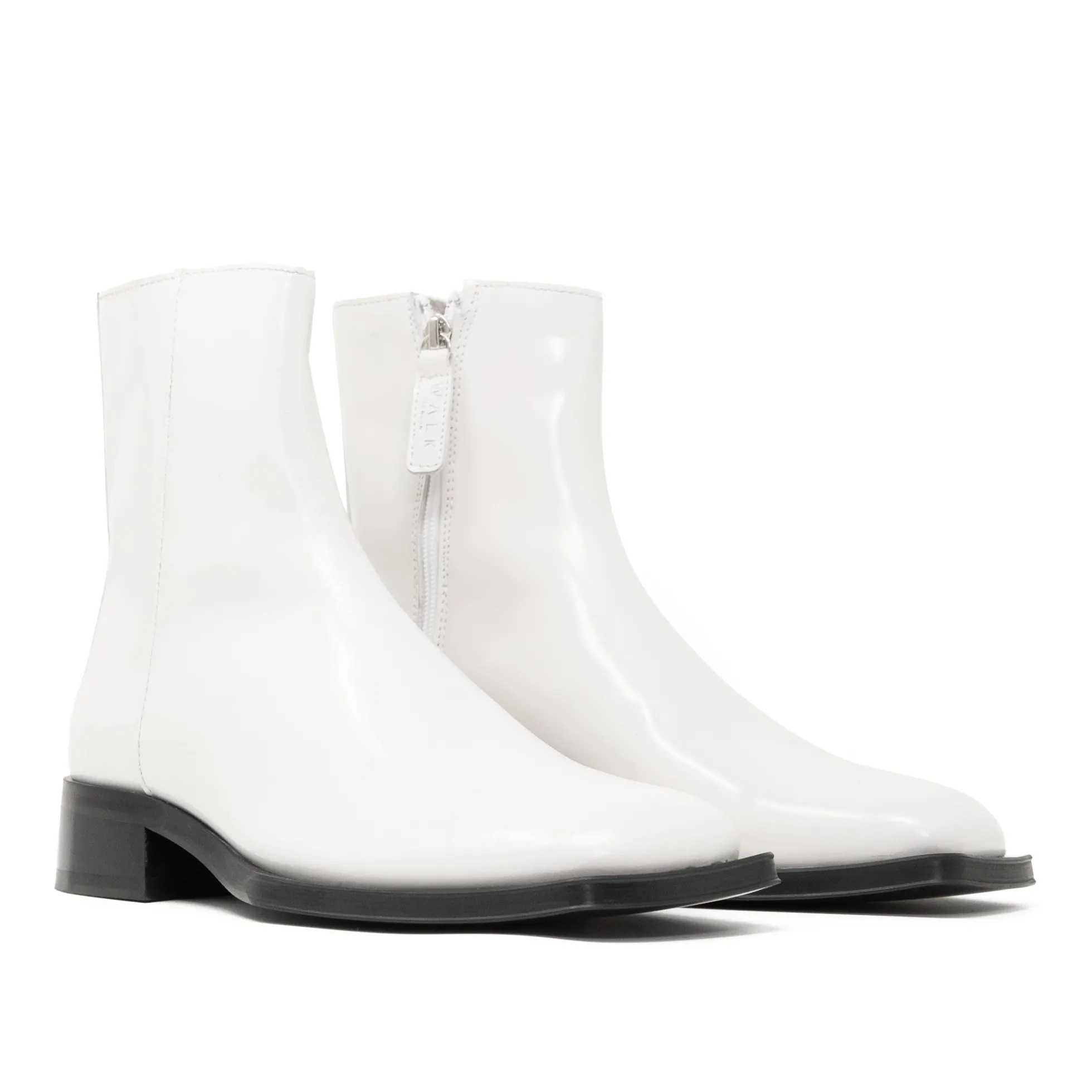 Walk London Abbey Zip Up Cuban Heel Boot White Online