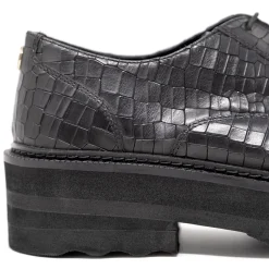 Walk London Cali Embossed Oxford Toe Cap Shoe Black New