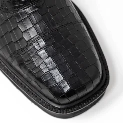 Walk London Cali Embossed Oxford Toe Cap Shoe Black New