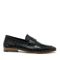 Walk London Capri Embossed Saddle Loafer Black Outlet