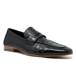 Walk London Capri Embossed Saddle Loafer Black Outlet