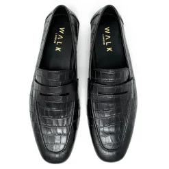 Walk London Capri Embossed Saddle Loafer Black Outlet