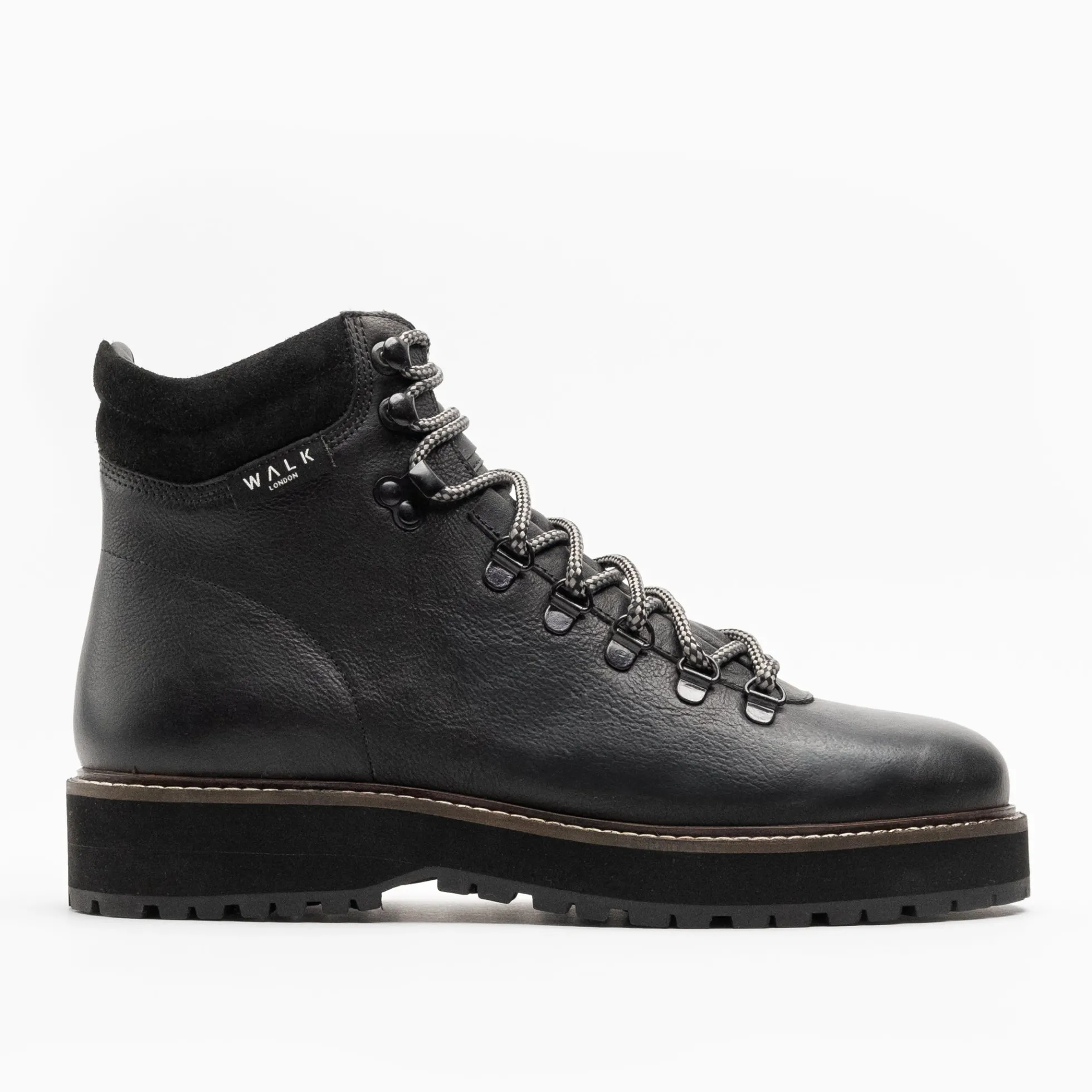 Walk London Connery Hiking Boot Black Leather Discount