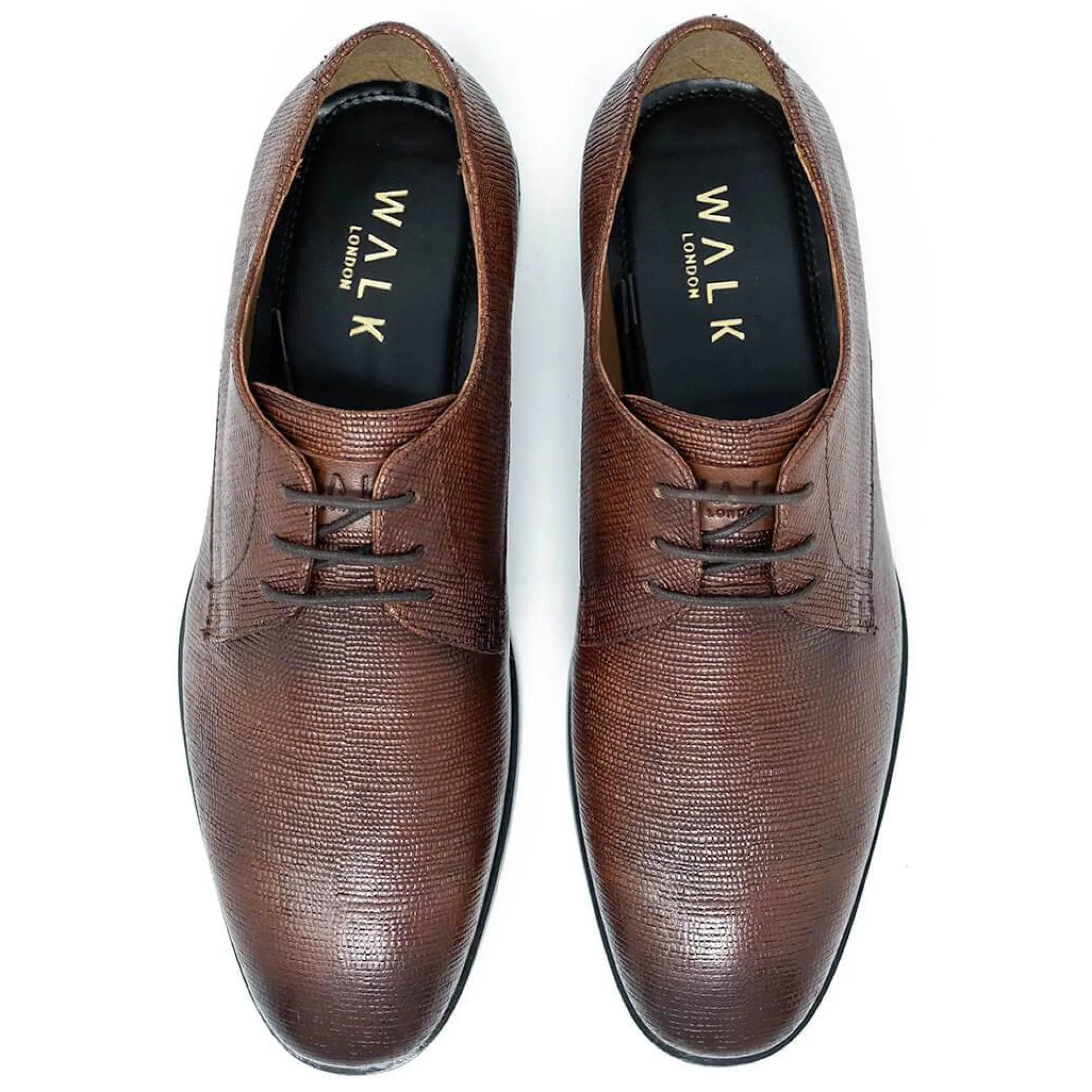 Walk London Florence Embossed Derby Shoe Brown Clearance