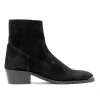 Walk London Hoxton Hex Cuban Heel Zip Up Boot Black Suede Best Sale