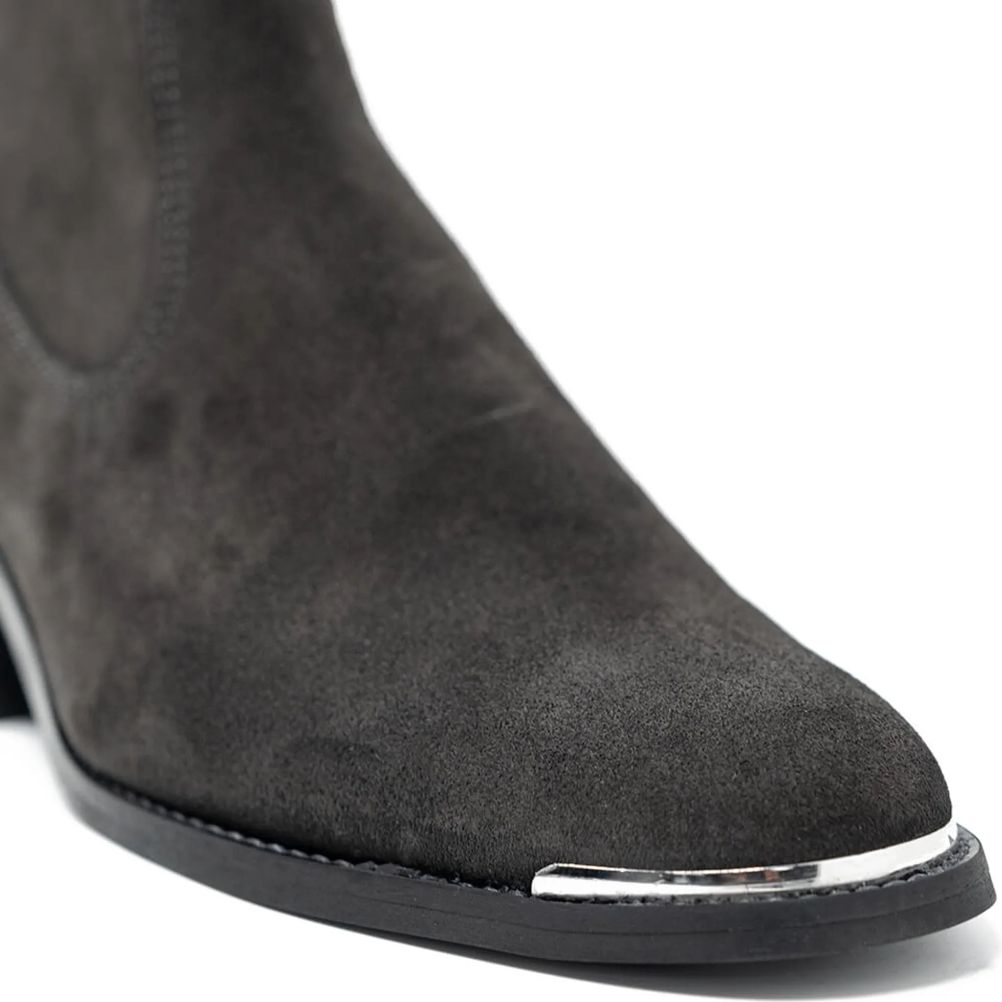 Walk London Hoxton Hex Cuban Heel Zip Up Boot Grey Suede Outlet