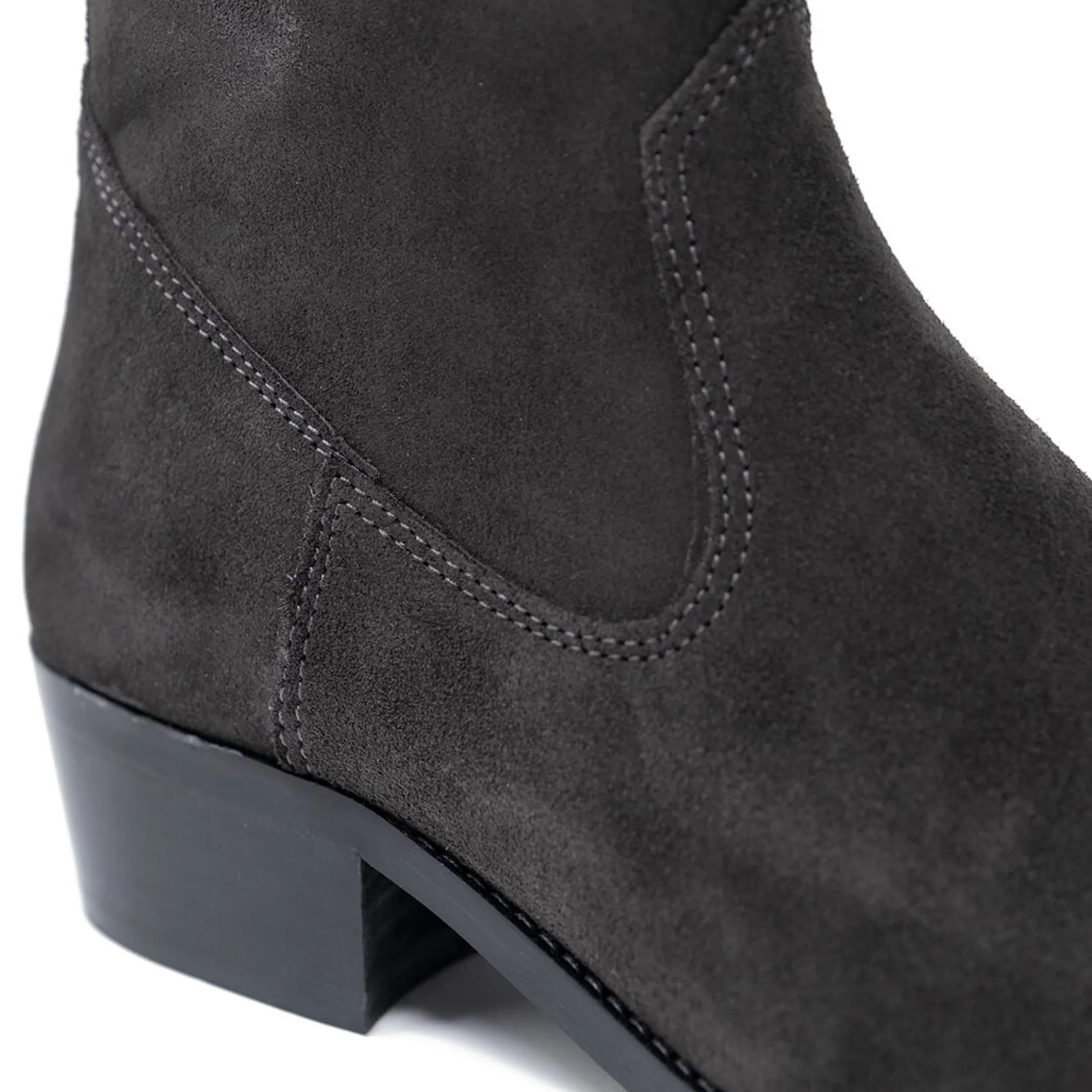 Walk London Hoxton Hex Cuban Heel Zip Up Boot Grey Suede Outlet