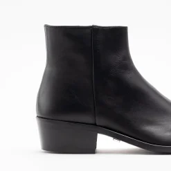 Walk London Hoxton Low Cuban Heel Zip Up Boot Black Clearance