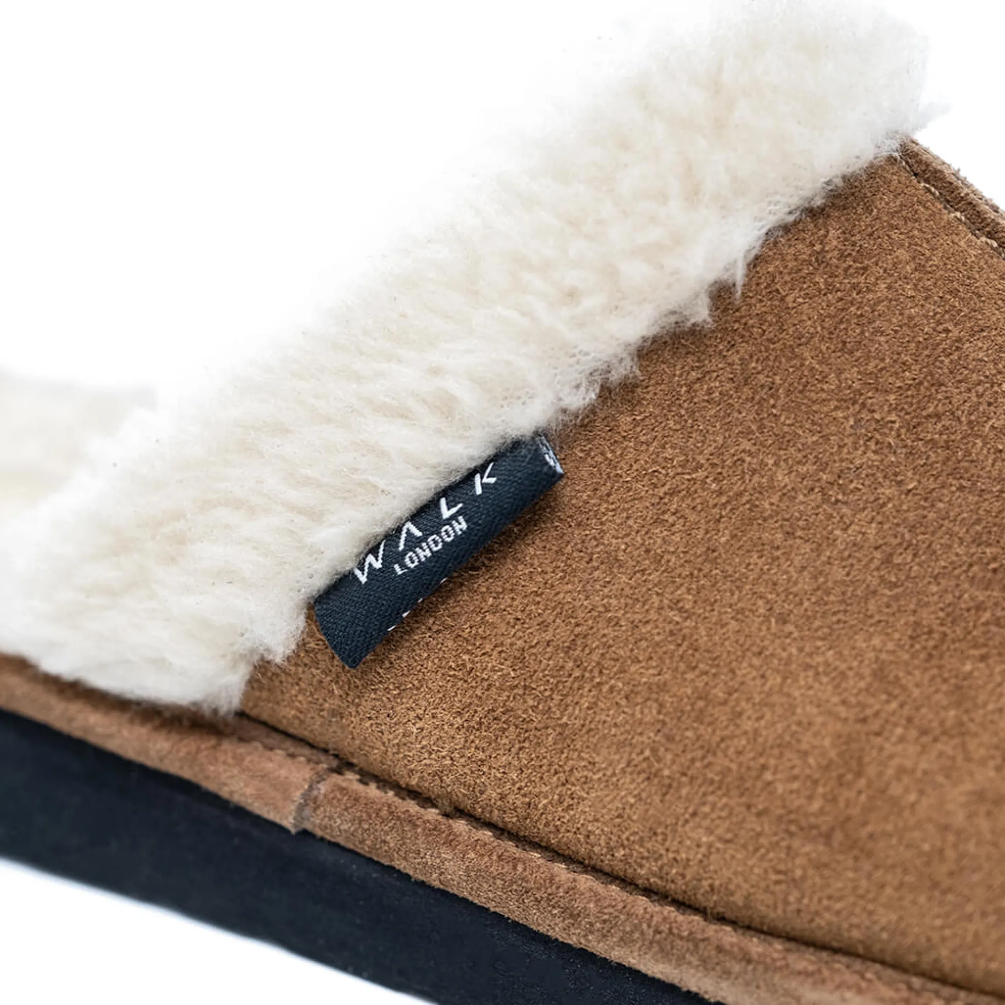 Walk London Isla Slipper Tan Suede New