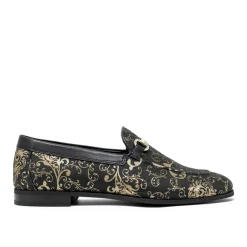 Walk London Joey Trim Loafers Black & Gold Flash Sale