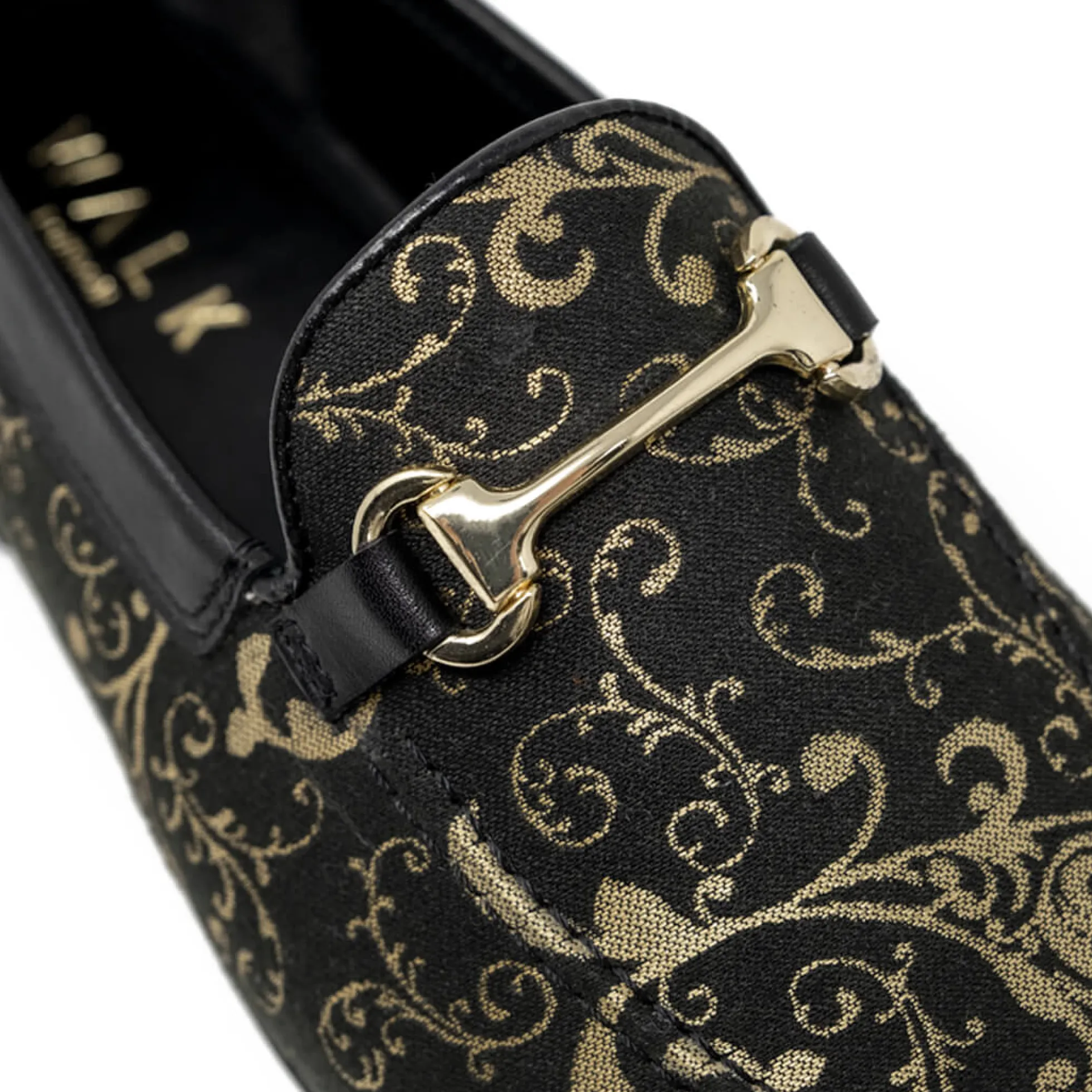 Walk London Joey Trim Loafers Black & Gold Flash Sale