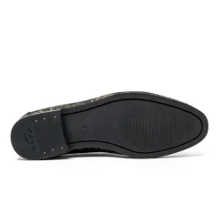Walk London Joey Trim Loafers Black & Gold Flash Sale