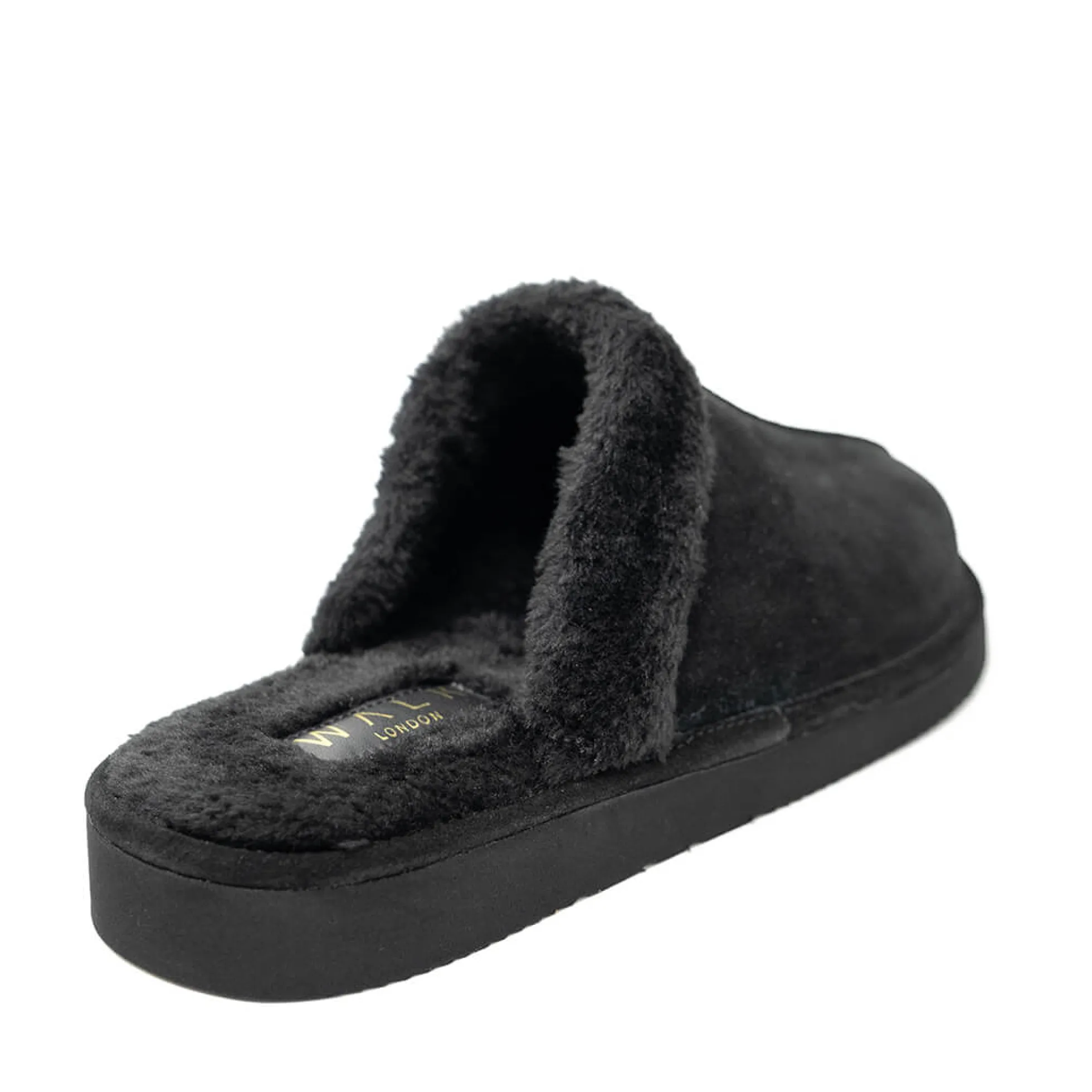 Walk London Leyton Slipper Black Suede Clearance