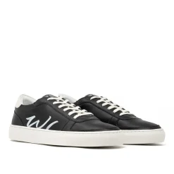 Walk London Miami Sneaker Black Leather New