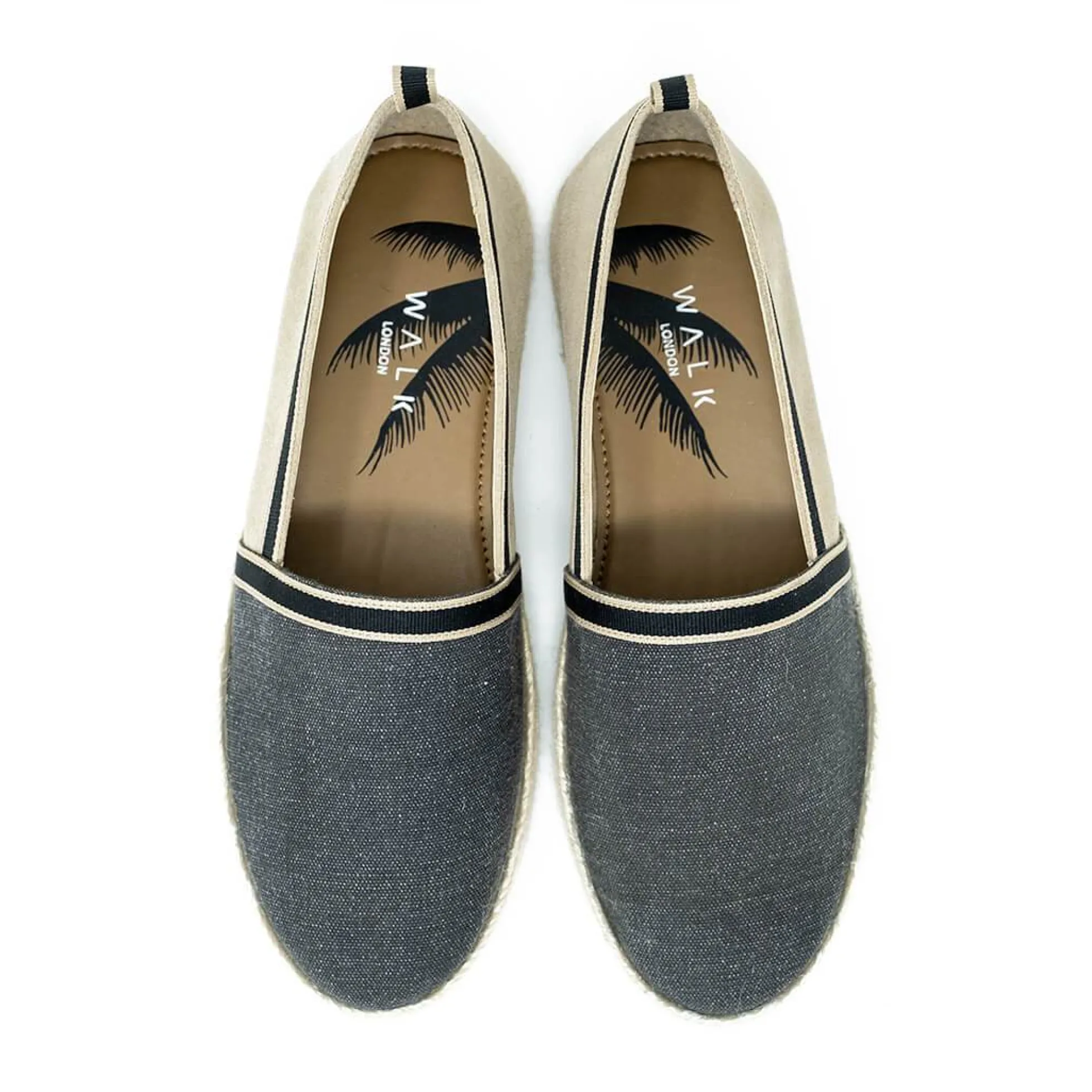 Walk London Nappa Espadrille Black Canvas Cheap