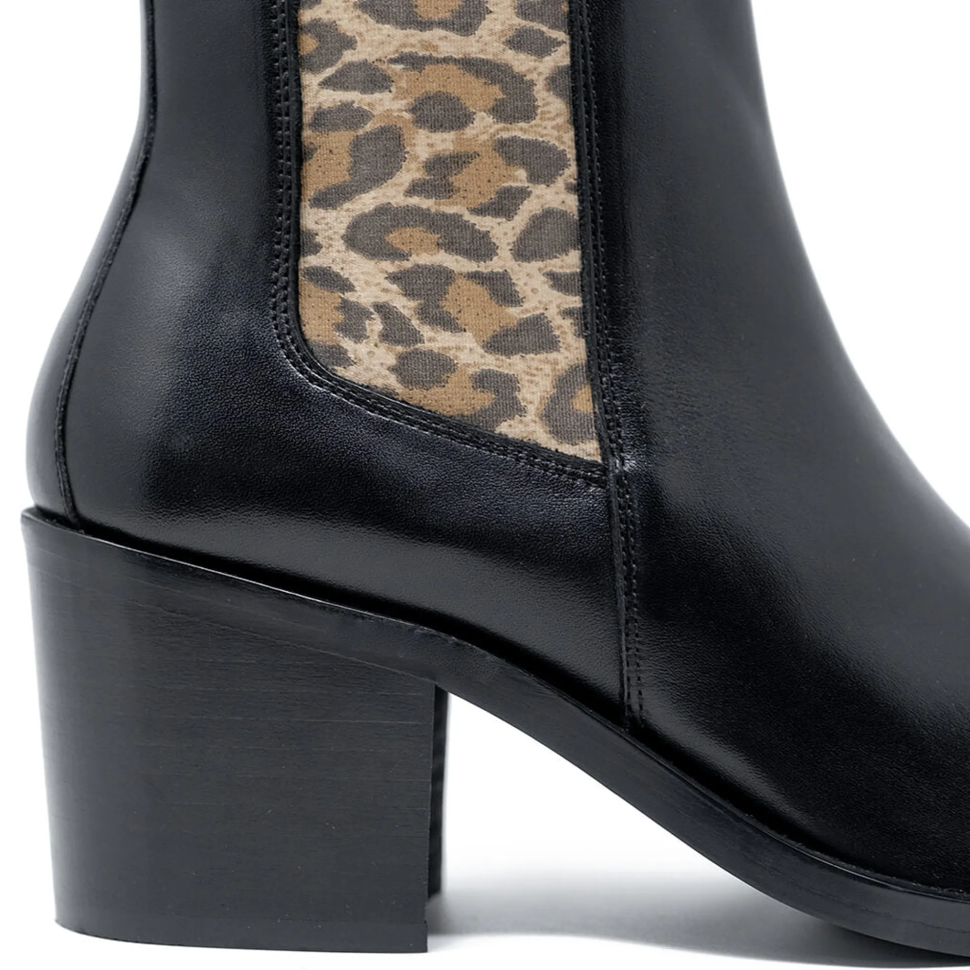 Walk London Nola Chelsea Boot Black & Leopard Shop