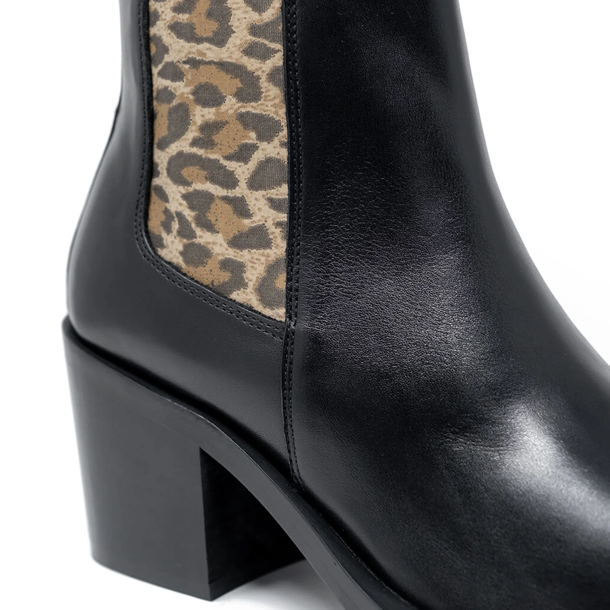 Walk London Nola Chelsea Boot Black & Leopard Shop