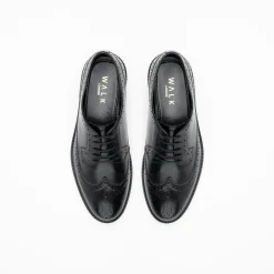 Walk London Oliver Brogue Shoe Black Leather Flash Sale