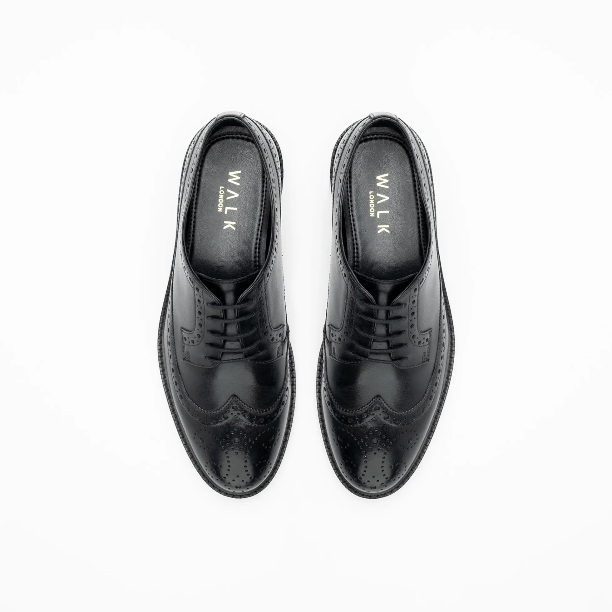 Walk London Oliver Brogue Shoe Black Leather Flash Sale