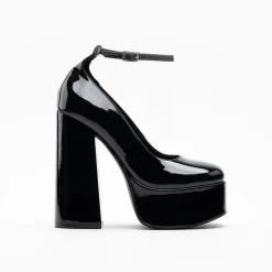 Walk London Phoenix Ankle Strap Court Platform Heel Black Store