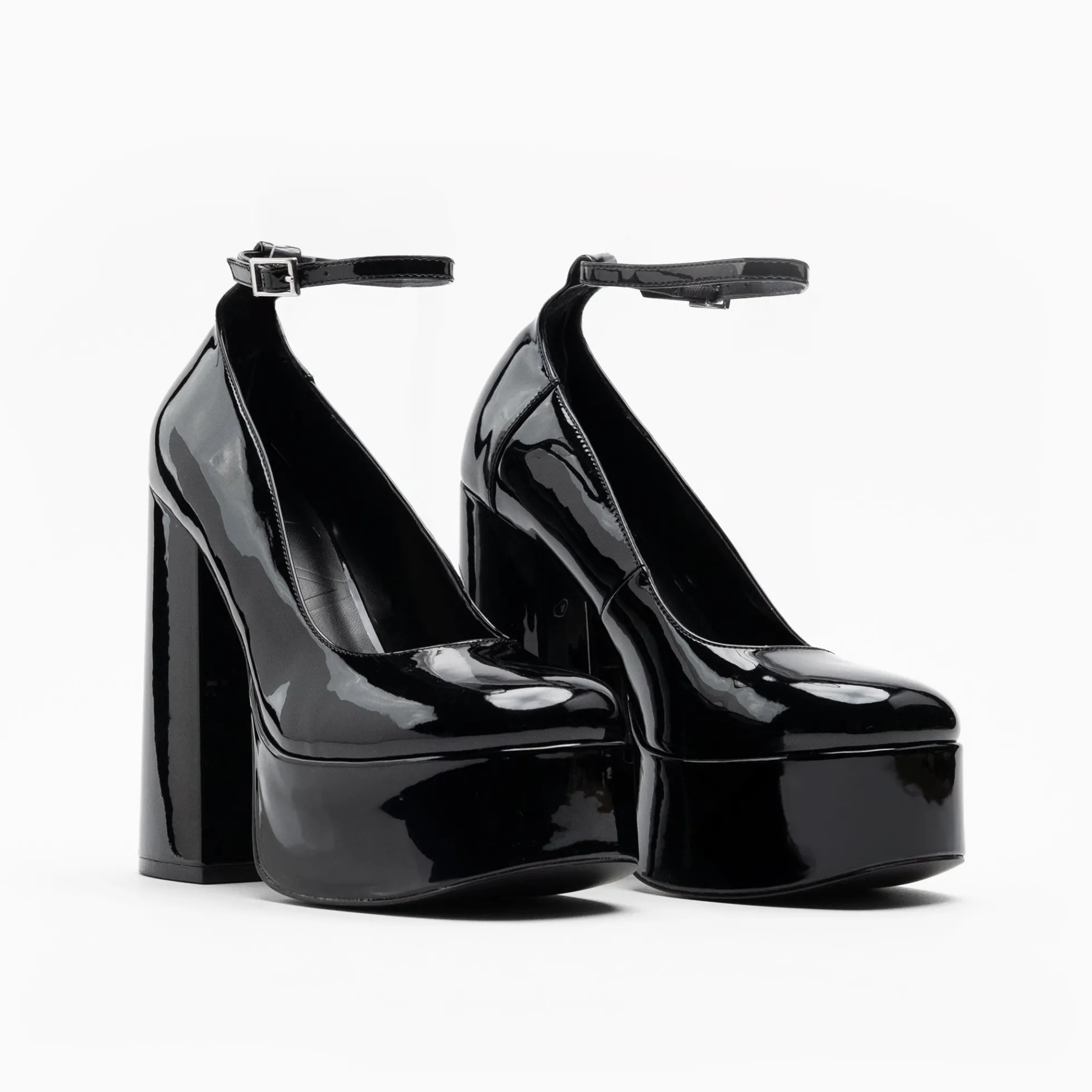 Walk London Phoenix Ankle Strap Court Platform Heel Black Store