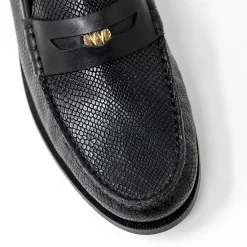 Walk London Riva Embossed Penny Loafer Black Shop