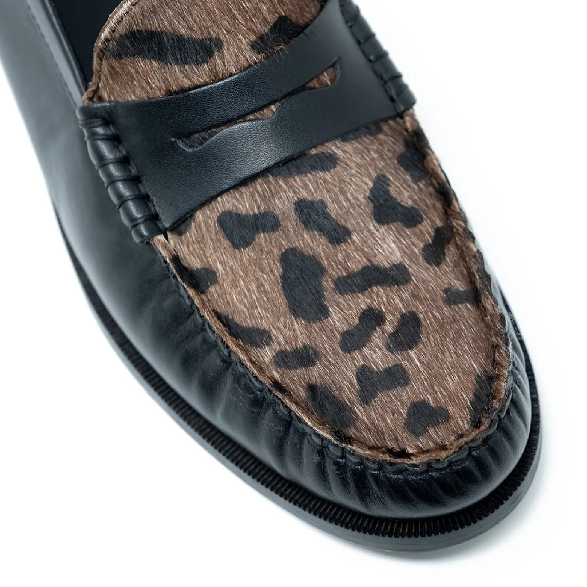 Walk London Riva Saddle Loafer Grey Leopard Store