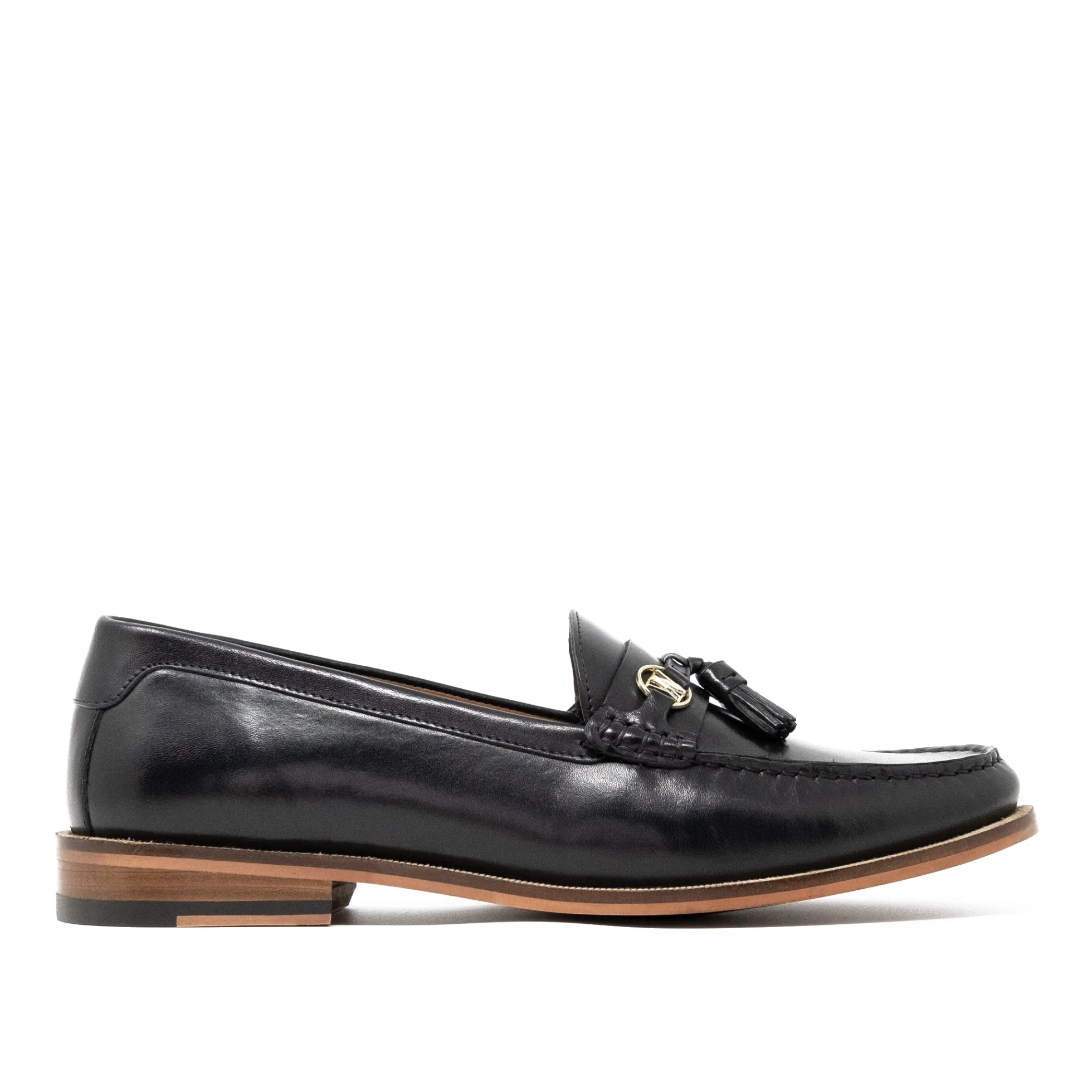 Walk London Riva Tassel Loafer Black Leather Flash Sale