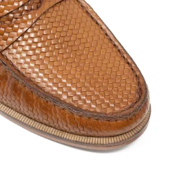 Walk London Riva Weave Loafer Tan Leather Flash Sale