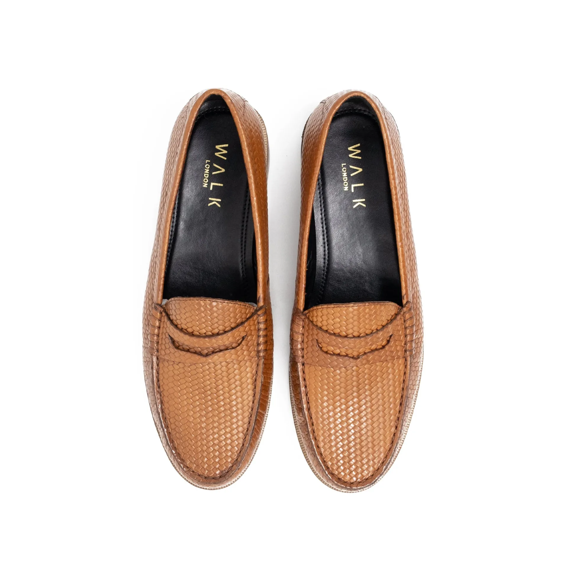 Walk London Riva Weave Loafer Tan Leather Flash Sale
