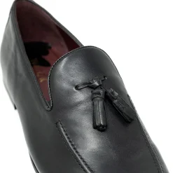 Walk London Terry Tassel Loafer Black Leather Best