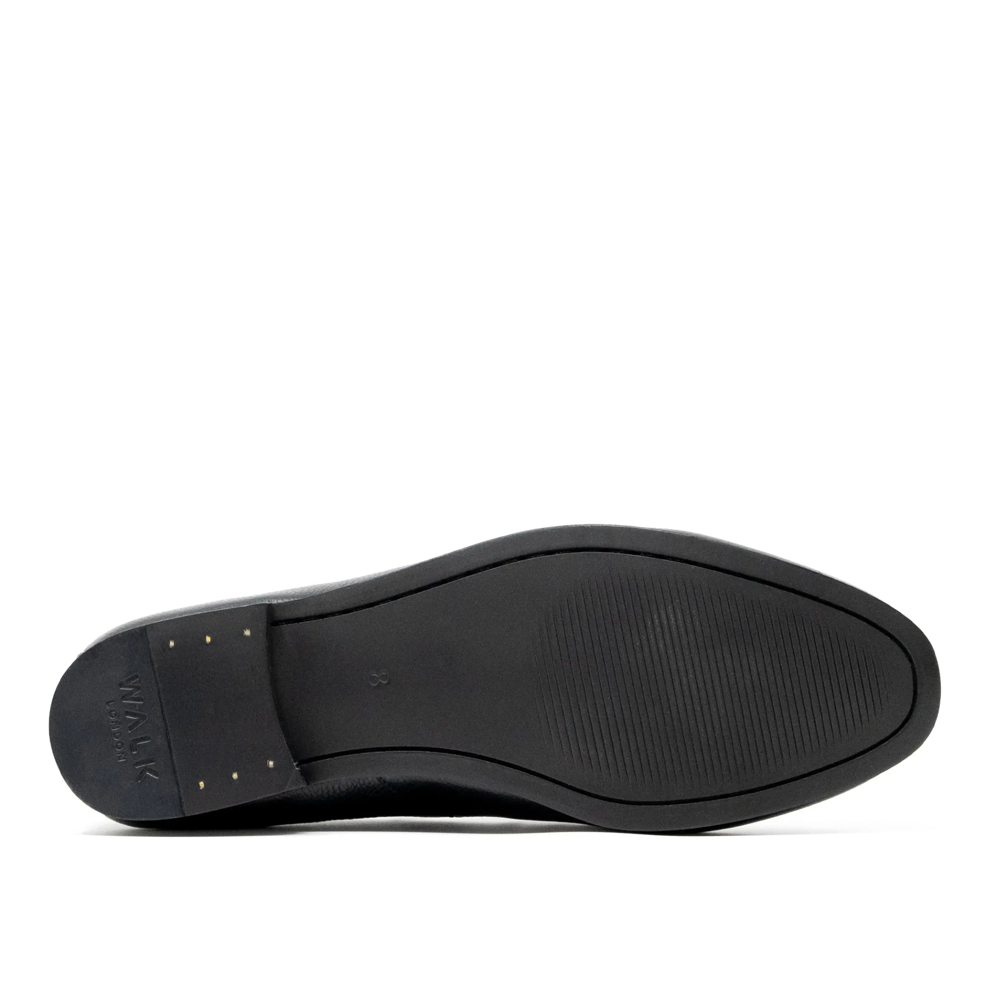 Walk London Terry Tassel Loafer Black Grain Leather New