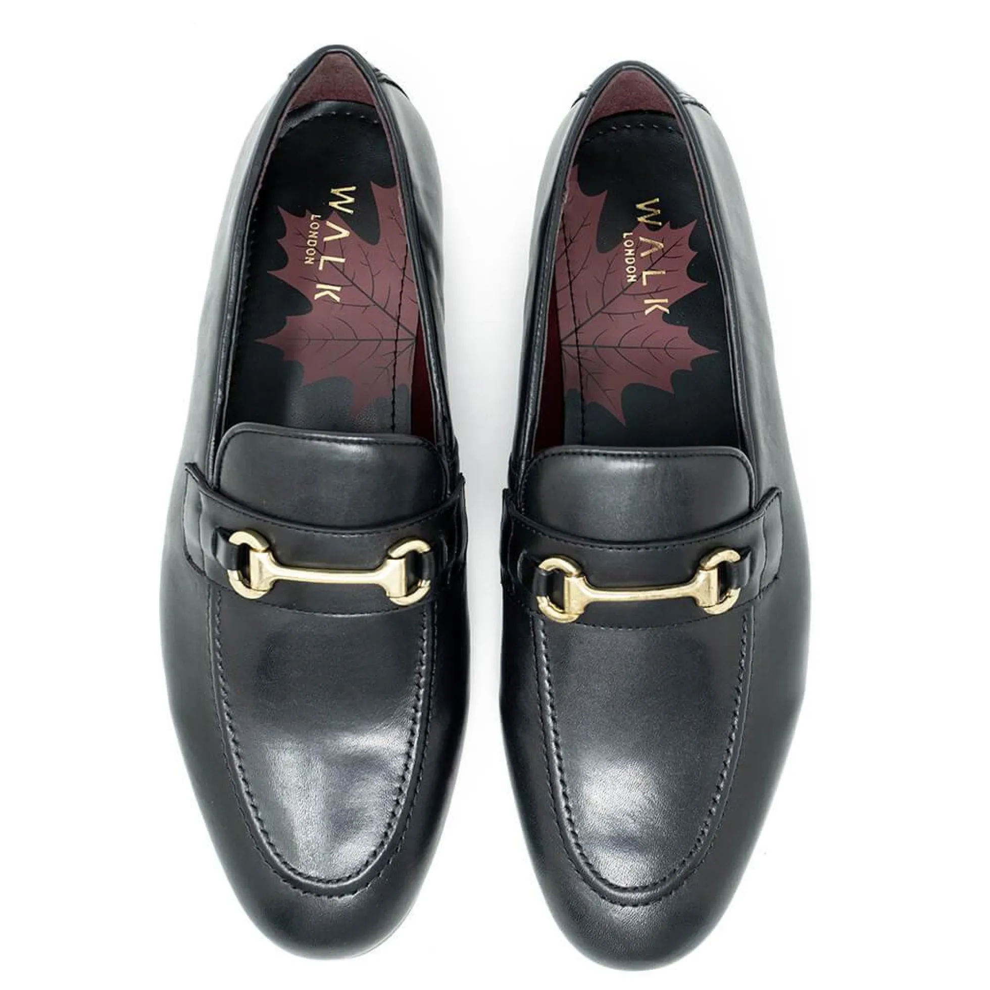 Walk London Terry Trim Loafer Black Leather Store