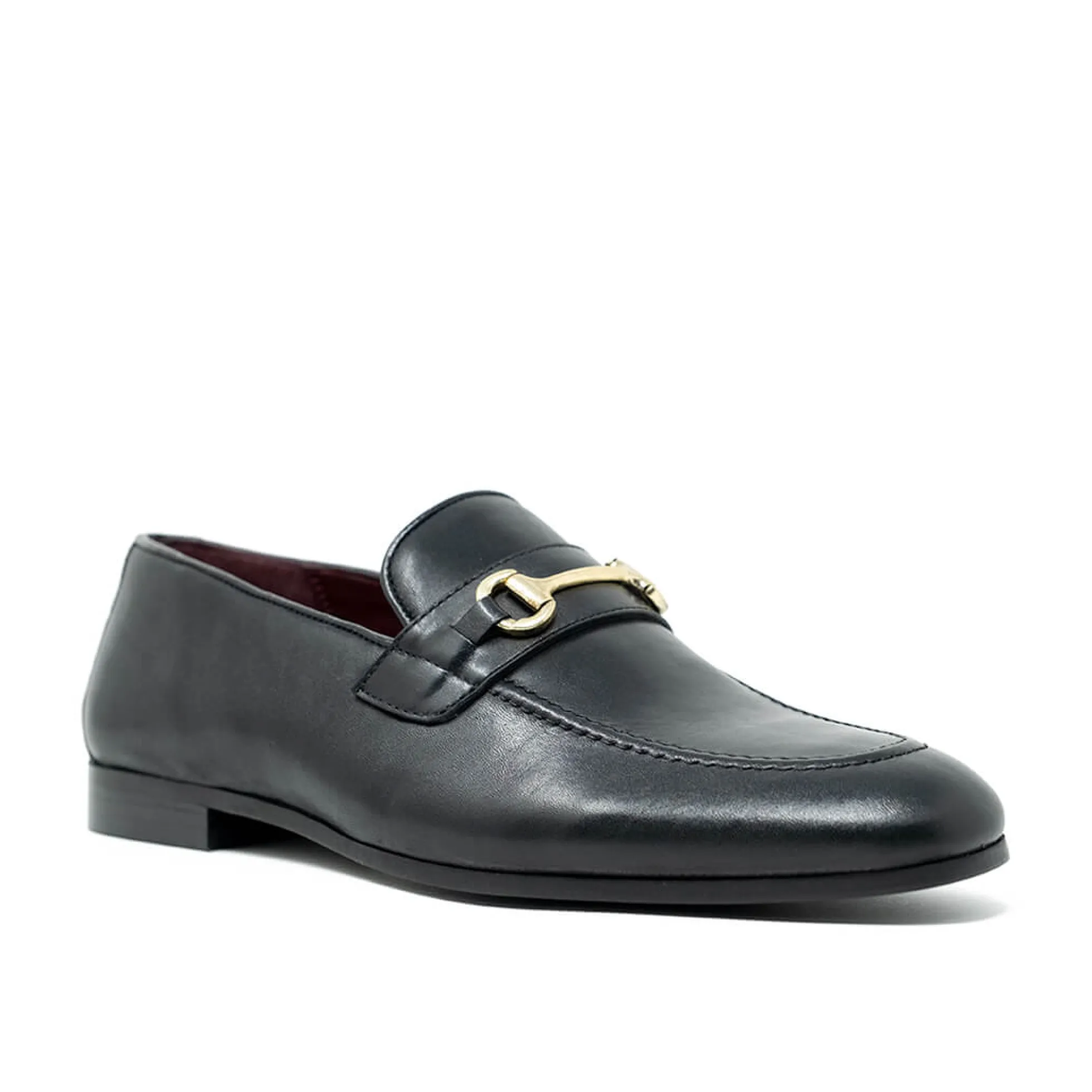 Walk London Terry Trim Loafer Black Leather Store