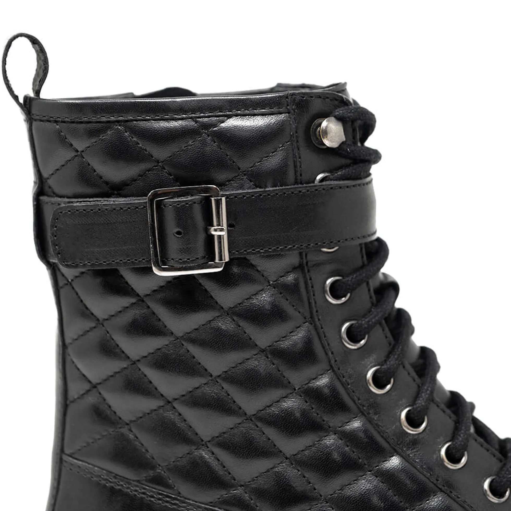 Walk London Vera Quilted Combat Boot Black Shop
