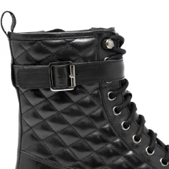 Walk London Vera Quilted Combat Boot Black Clearance